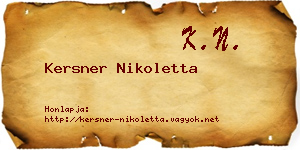 Kersner Nikoletta névjegykártya